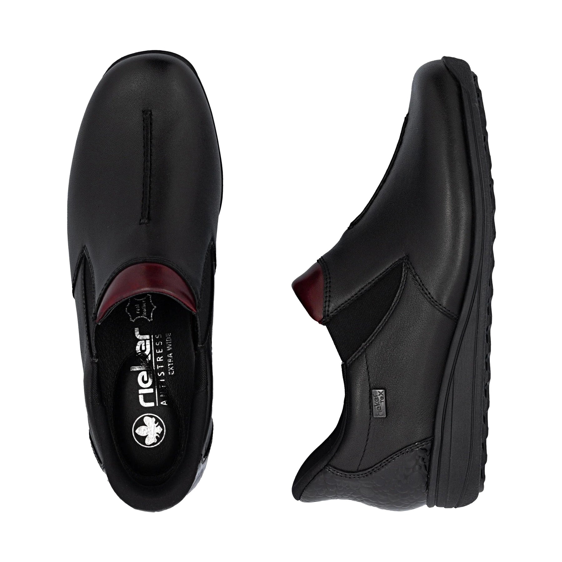 Rieker 47253 BLACK Soft Leather Waterproof High Fronted Shoe 47253-00