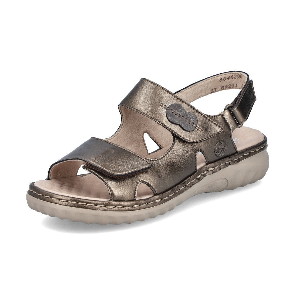 Rieker 60462 BRONZE Metalic Touch Fastening Wide Fit Sandal 60462-90