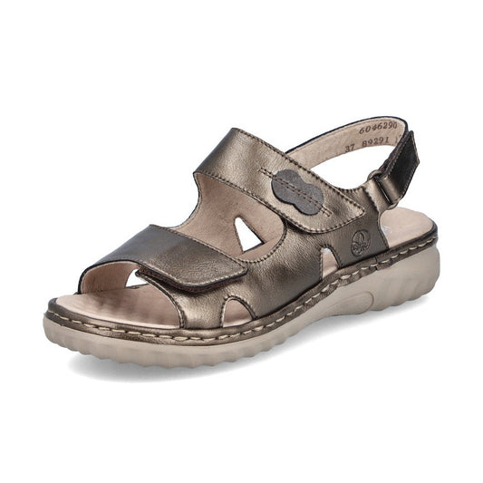 Rieker 60462 BRONZE Metalic Touch Fastening Wide Fit Sandal 60462-90