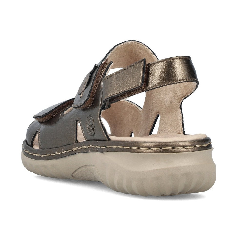Rieker 60462 BRONZE Metalic Touch Fastening Wide Fit Sandal 60462-90