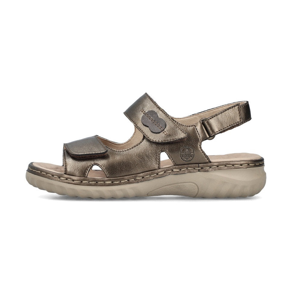 Rieker 60462 BRONZE Metalic Touch Fastening Wide Fit Sandal 60462-90