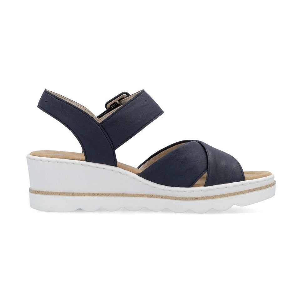 Rieker 67463 NAVY Touch Fastening Wedge Sandal 67463-14