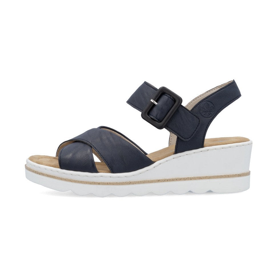 Rieker 67463 NAVY Touch Fastening Wedge Sandal 67463-14