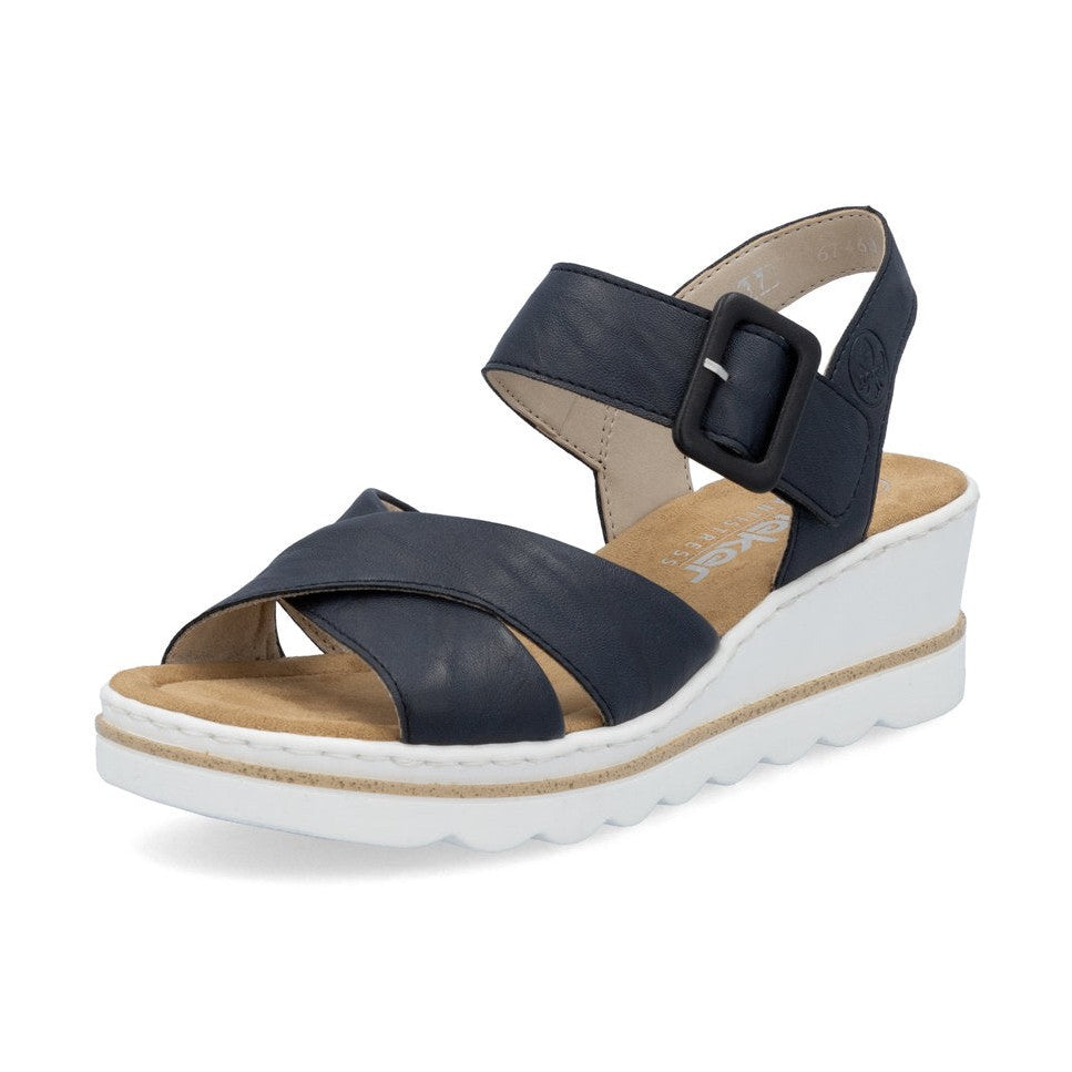 Rieker 67463 NAVY Touch Fastening Wedge Sandal 67463-14