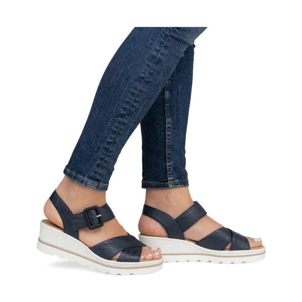 Rieker 67463 NAVY Touch Fastening Wedge Sandal 67463-14