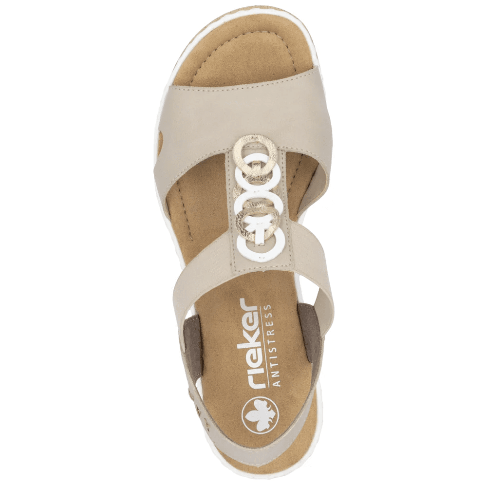 Rieker 67498 BEIGE Slip On Wedge Sandals 67498-62