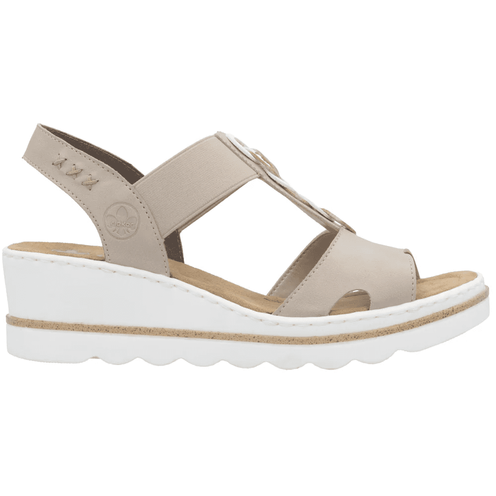 Rieker 67498 BEIGE Slip On Wedge Sandals 67498-62
