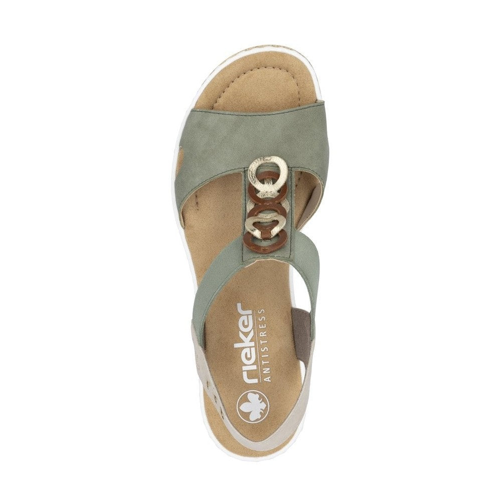 Rieker 67498 GREEN Wedge Slip On Sandal 67498-52