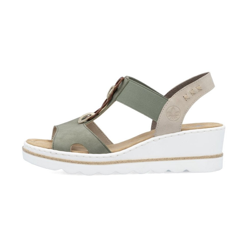 Rieker 67498 GREEN Wedge Slip On Sandal 67498-52