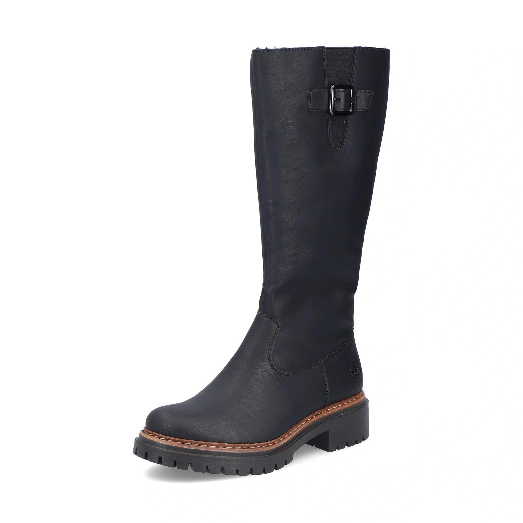 Rieker 72694 BLACK Long Leg Cleated Sole Lined Zip Boot 72694-00