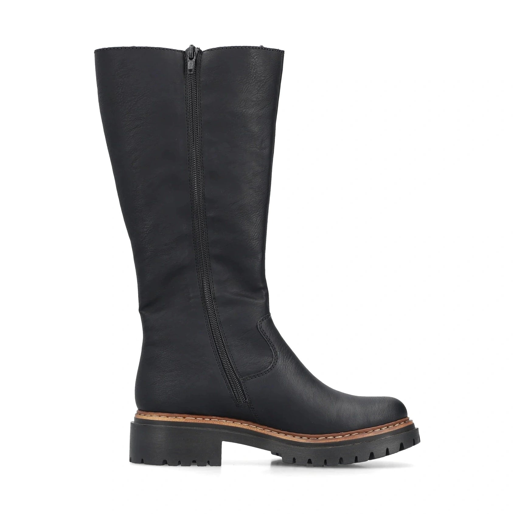 Rieker 72694 BLACK Long Leg Cleated Sole Lined Zip Boot 72694-00