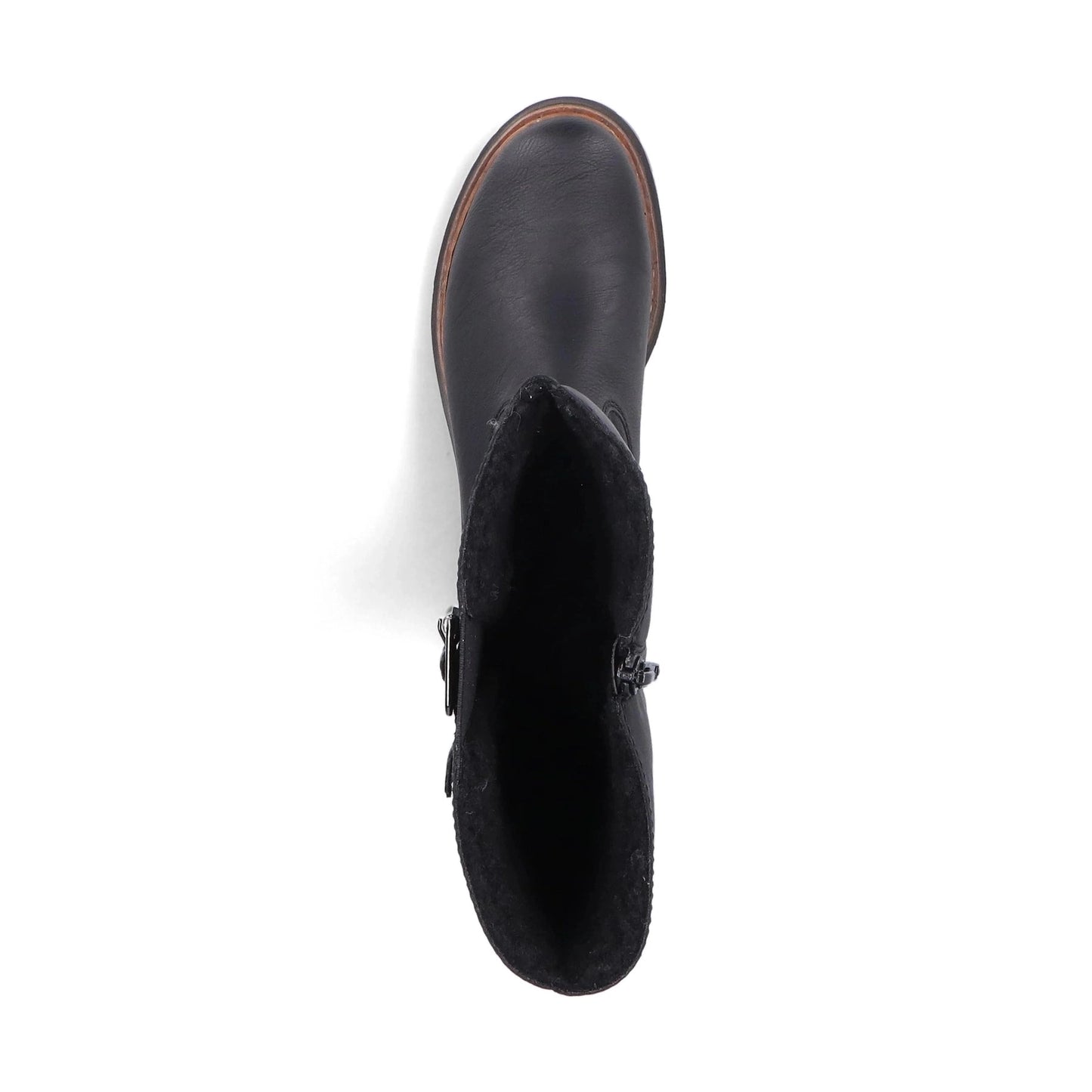 Rieker 72694 BLACK Long Leg Cleated Sole Lined Zip Boot 72694-00