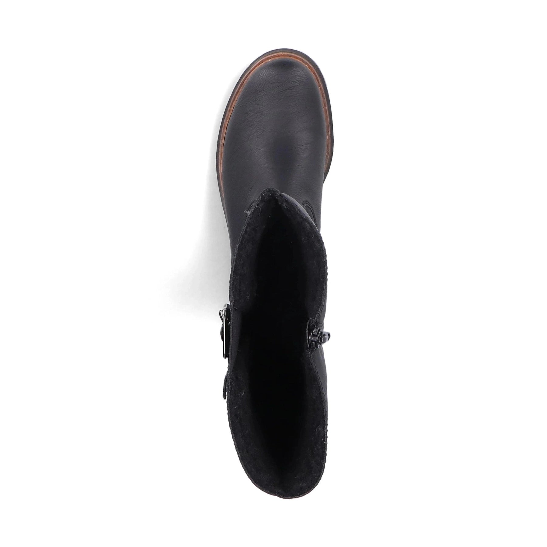Rieker 72694 BLACK Long Leg Cleated Sole Lined Zip Boot 72694-00