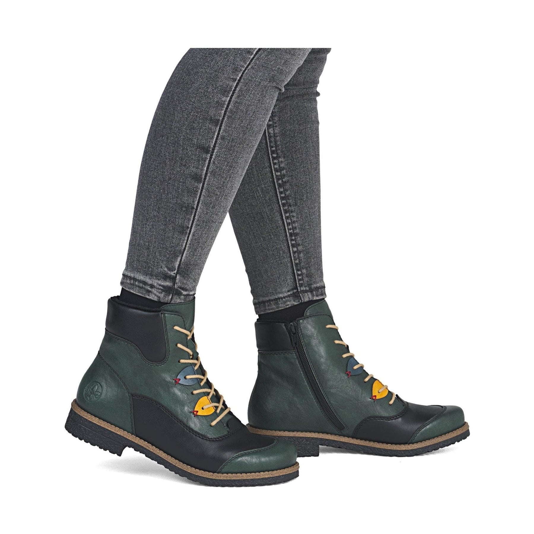 Rieker 73510 PEACOCK Multi Lace Up Ankle Boot With Zip 73510-90