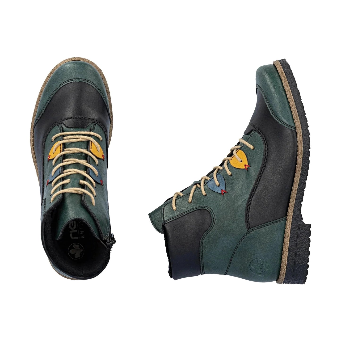 Rieker 73510 PEACOCK Multi Lace Up Ankle Boot With Zip 73510-90