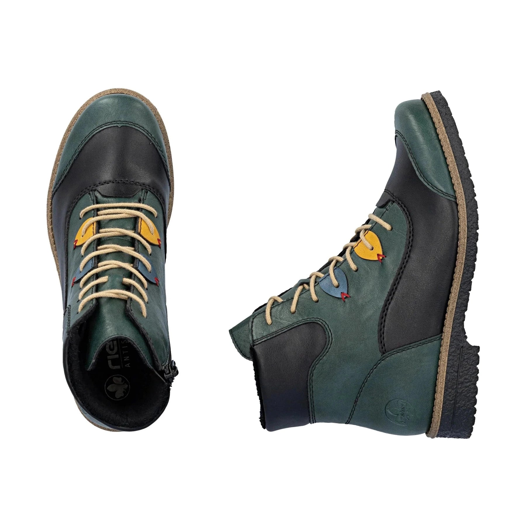 Rieker 73510 PEACOCK Multi Lace Up Ankle Boot With Zip 73510-90