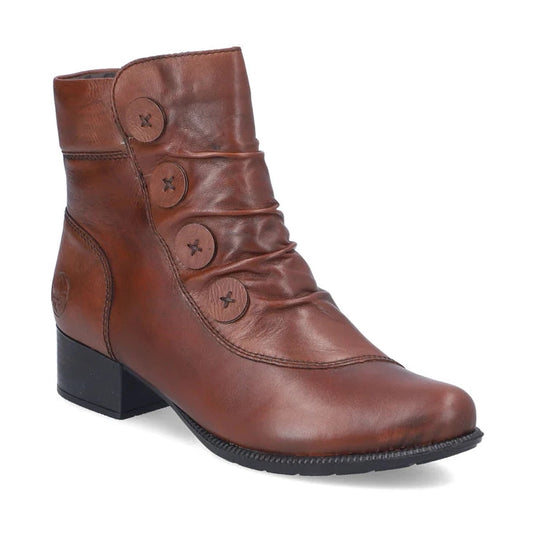 Rieker 78659 Tan Soft Leather Victoriana Zip Ankle Boot 78659-22