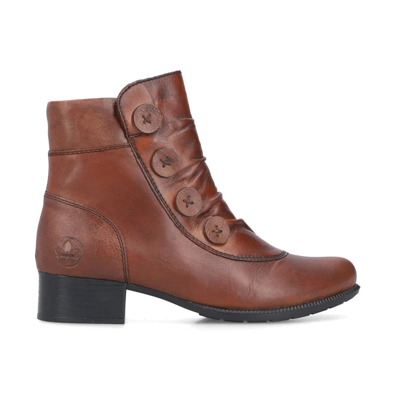 Rieker 78659 Tan Soft Leather Victoriana Zip Ankle Boot 78659-22