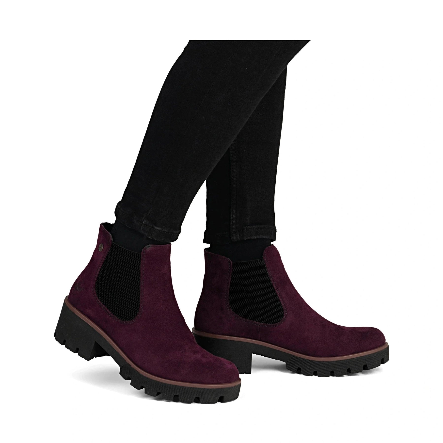 Rieker 79265 BURGUNDY Suede Leather Chelsea Ankle Boot 79265-30