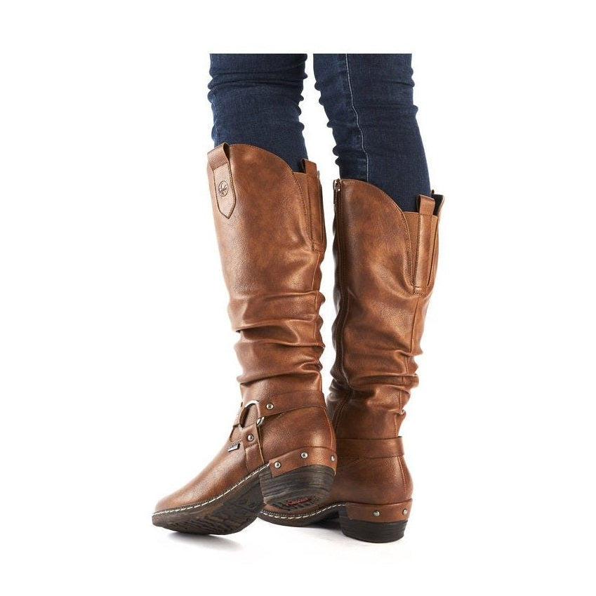 Rieker 93670 TAN Long Western Style Zip Boot 93670-24