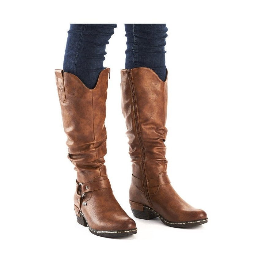 Rieker 93670 TAN Long Western Style Zip Boot 93670-24