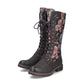 Rieker 94731 Long Leg BROWN Floral PRINT Boot with Laces and Zip 94731-91