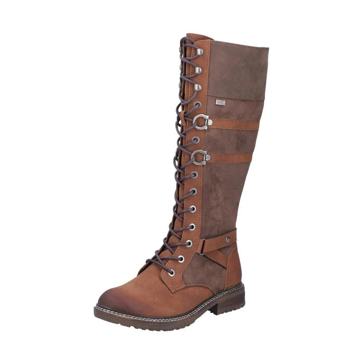 Rieker 94732 BRANDY Long Leg Lace and Zip Waterproof Boot 94732-25