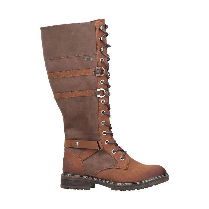 Rieker 94732 BRANDY Long Leg Lace and Zip Waterproof Boot 94732-25