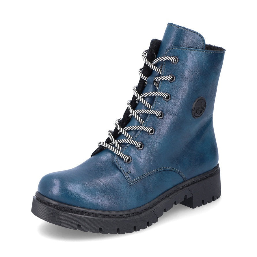 Rieker Ankle Boot with Lace and ZIp Y2440-12 PETROL