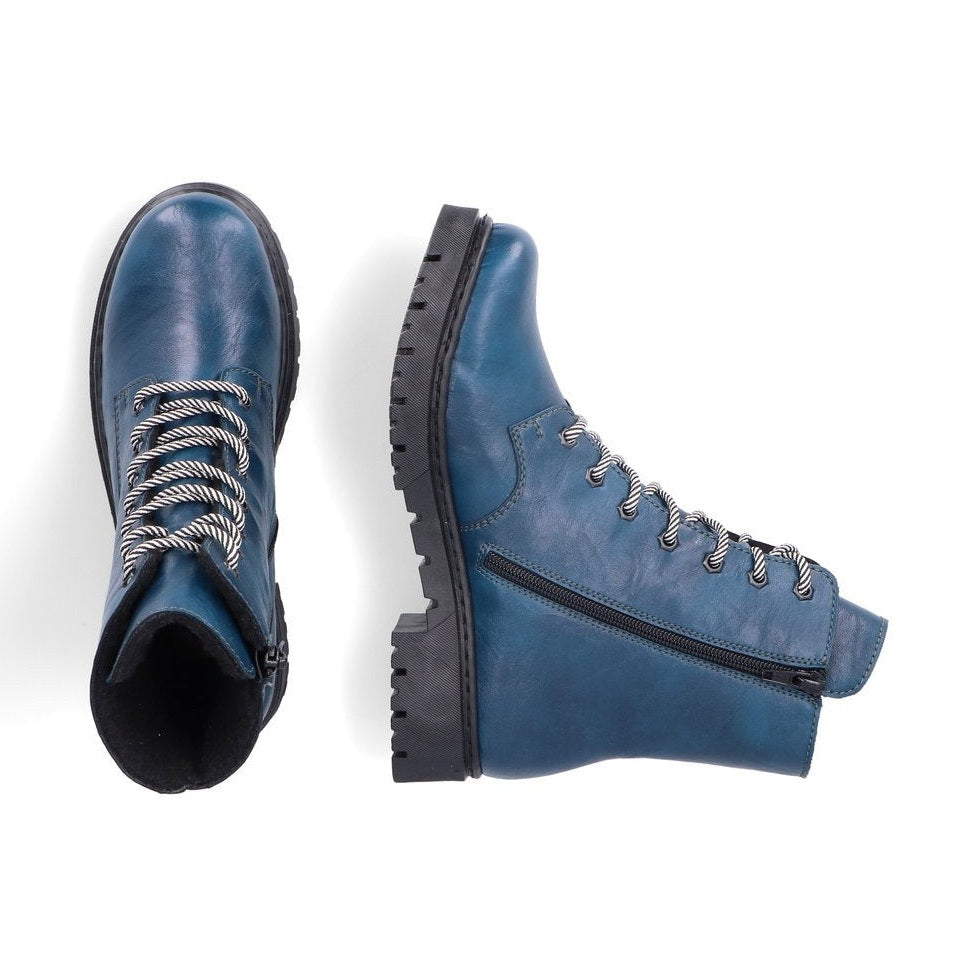 Rieker Ankle Boot with Lace and ZIp Y2440-12 PETROL