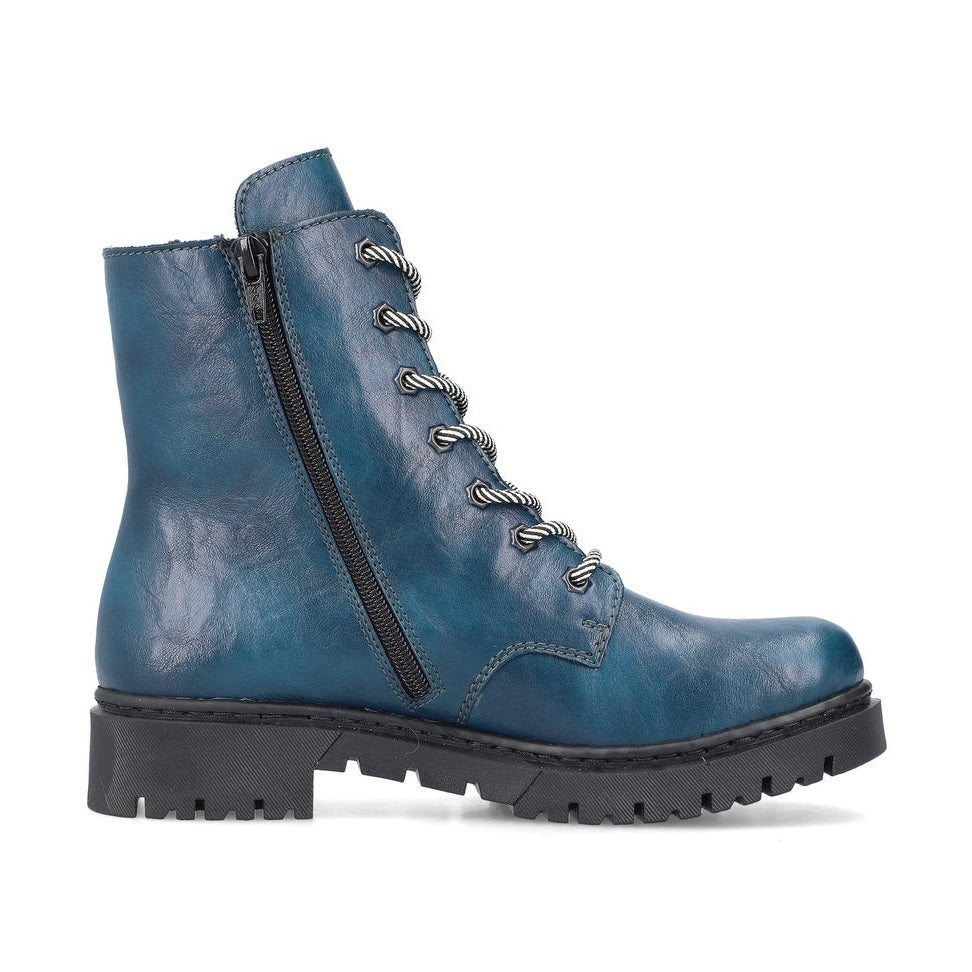 Rieker Ankle Boot with Lace and ZIp Y2440-12 PETROL