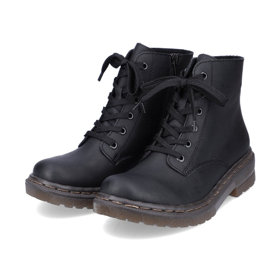Rieker Ankle Boot with Lace and Zip BLACK 78240-00