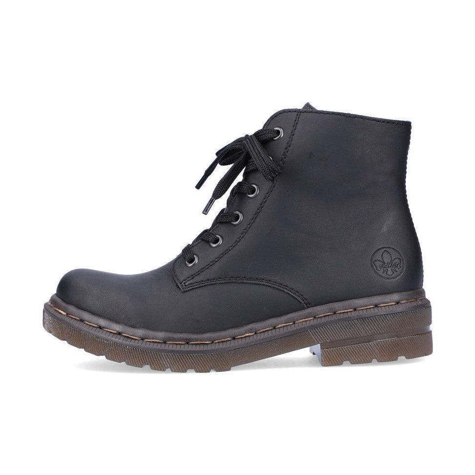 Rieker Ankle Boot with Lace and Zip BLACK 78240-00