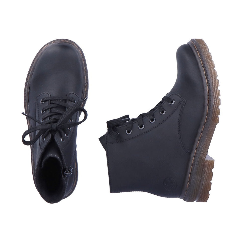 Rieker Ankle Boot with Lace and Zip BLACK 78240-00