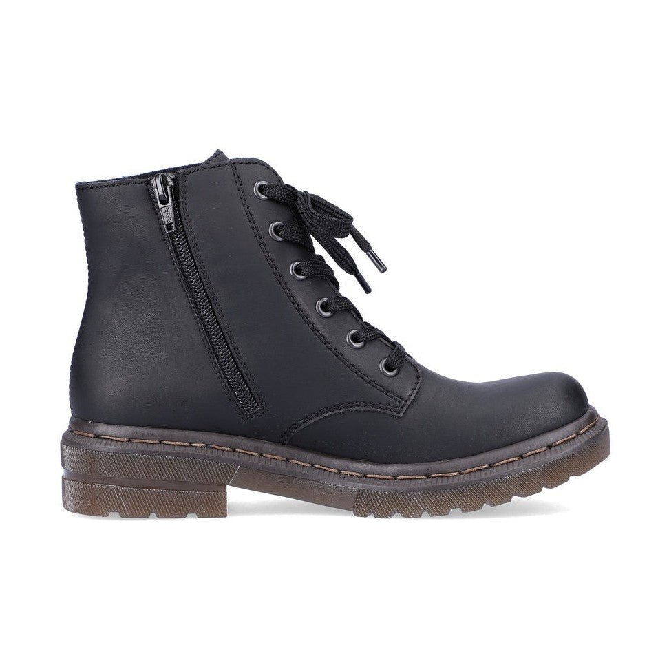 Rieker Ankle Boot with Lace and Zip BLACK 78240-00