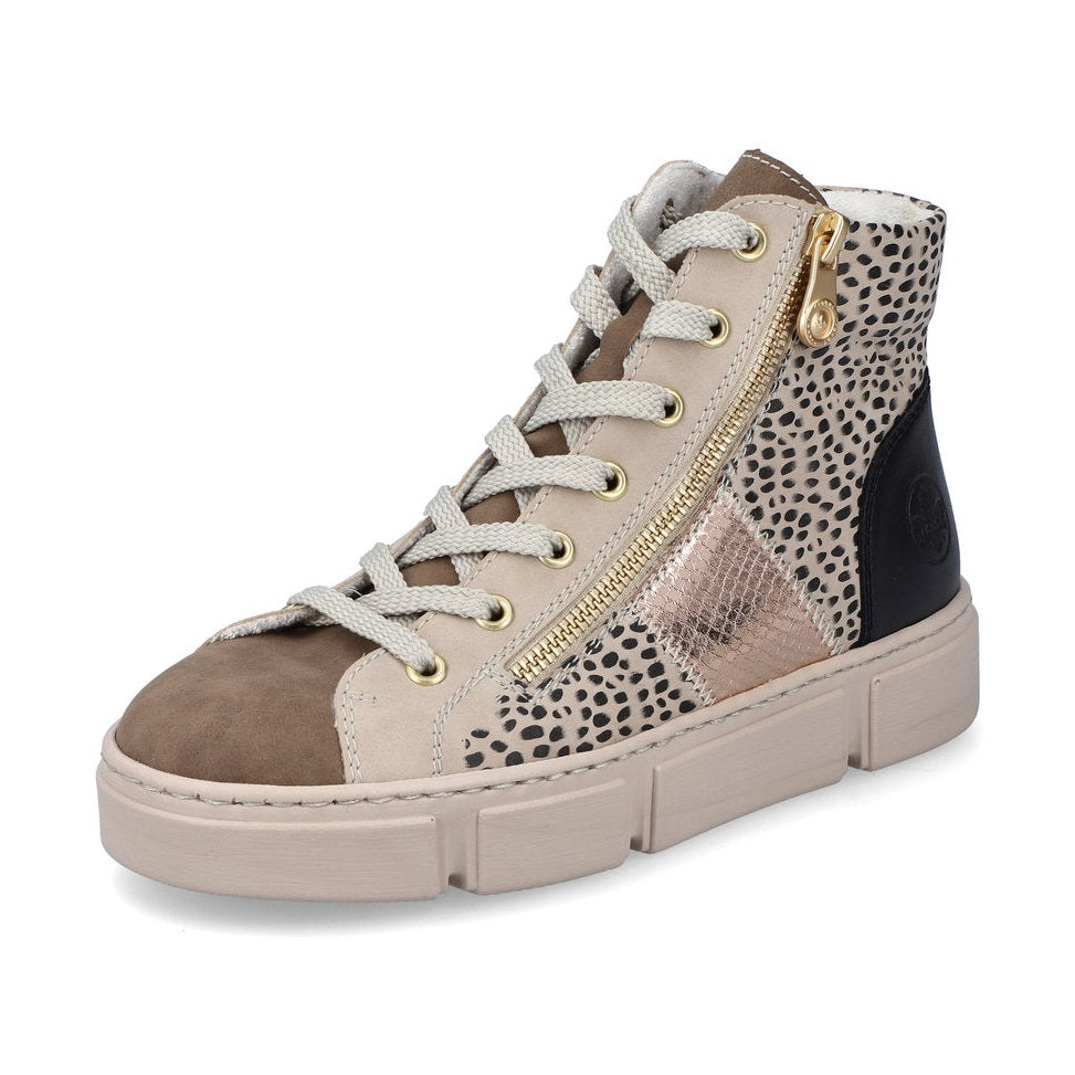 Rieker Ankle Boot with Lace and zip N5931-62 GREY MULTI