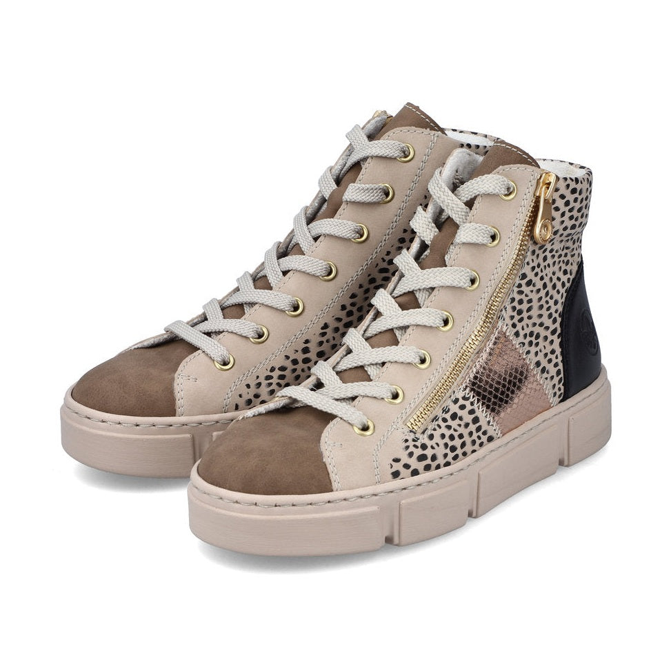 Rieker Ankle Boot with Lace and zip N5931-62 GREY MULTI