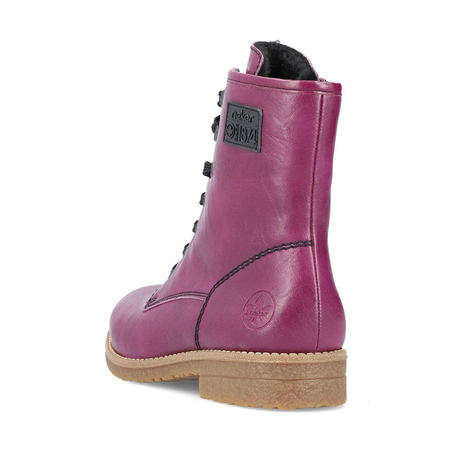 Rieker Ankle Boot with lace and Zip 73512-30 PURPLE
