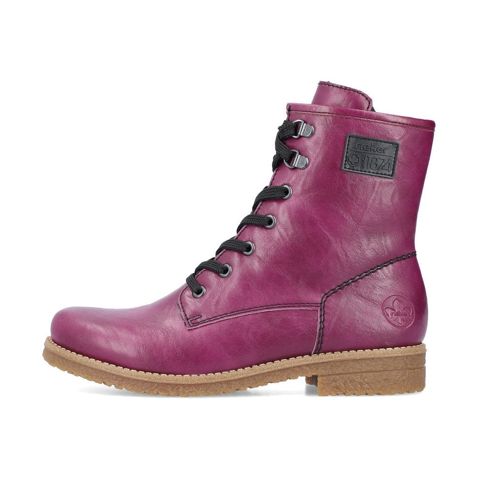 Rieker Ankle Boot with lace and Zip 73512-30 PURPLE