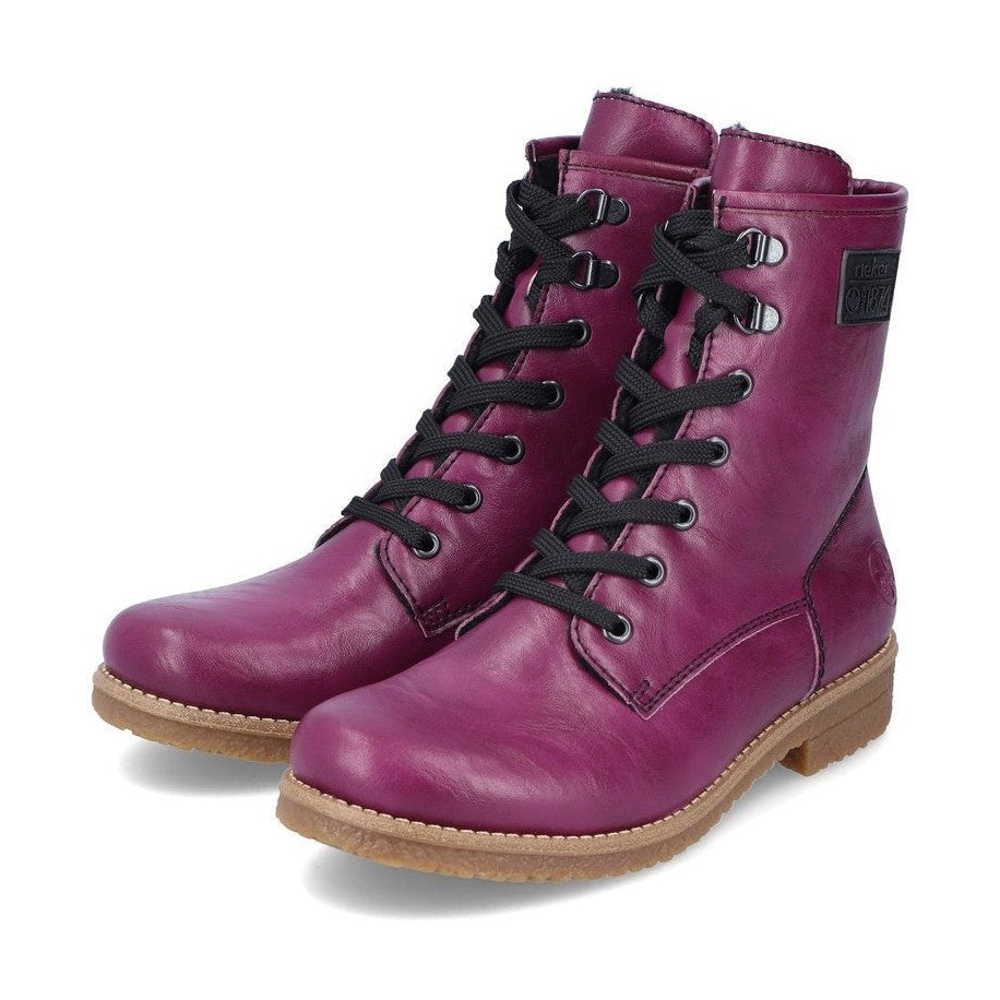 Rieker Ankle Boot with lace and Zip 73512-30 PURPLE