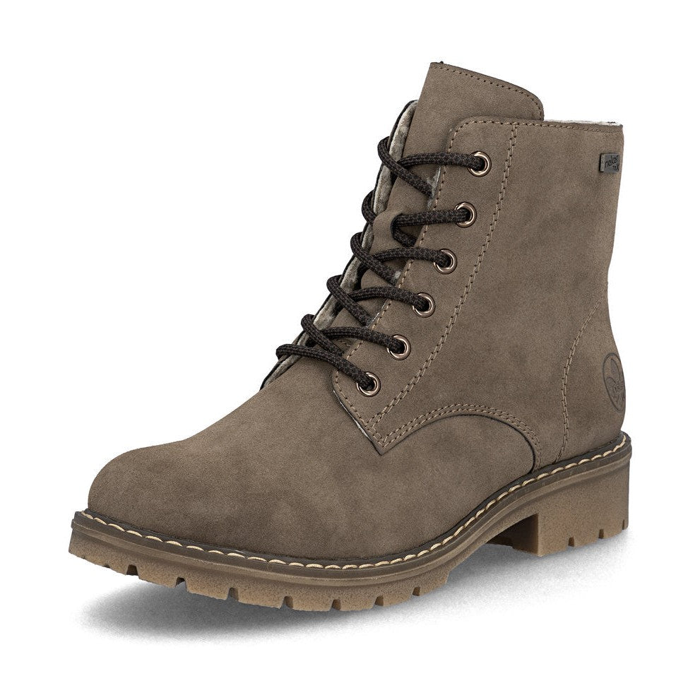Rieker Ankle boot with Lace, zip and Waterproof lining Y9103-24 BROWN