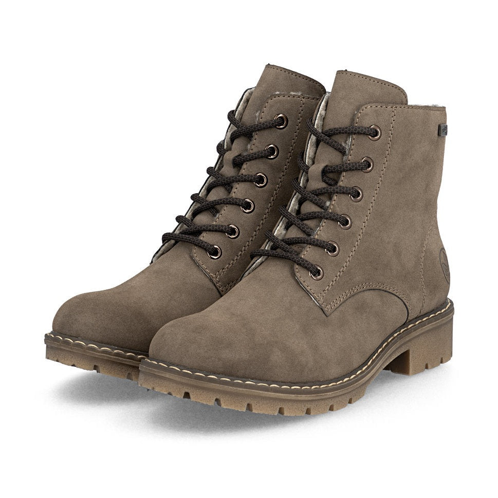 Rieker Ankle boot with Lace, zip and Waterproof lining Y9103-24 BROWN