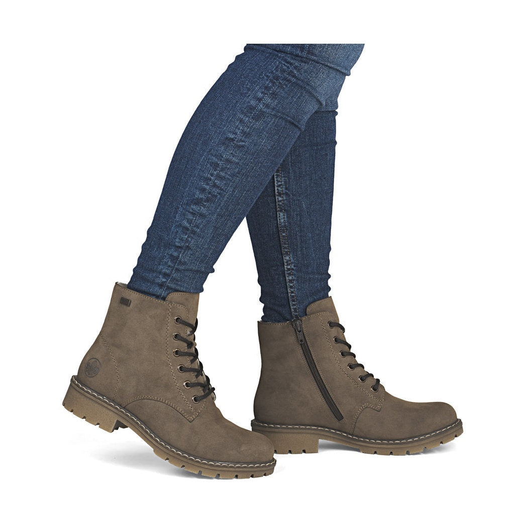 Rieker Ankle boot with Lace, zip and Waterproof lining Y9103-24 BROWN