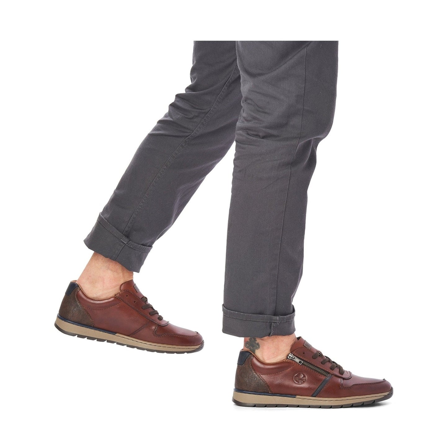 Rieker B2112 BROWN Leather Lace Shoe With Zip B2112-25