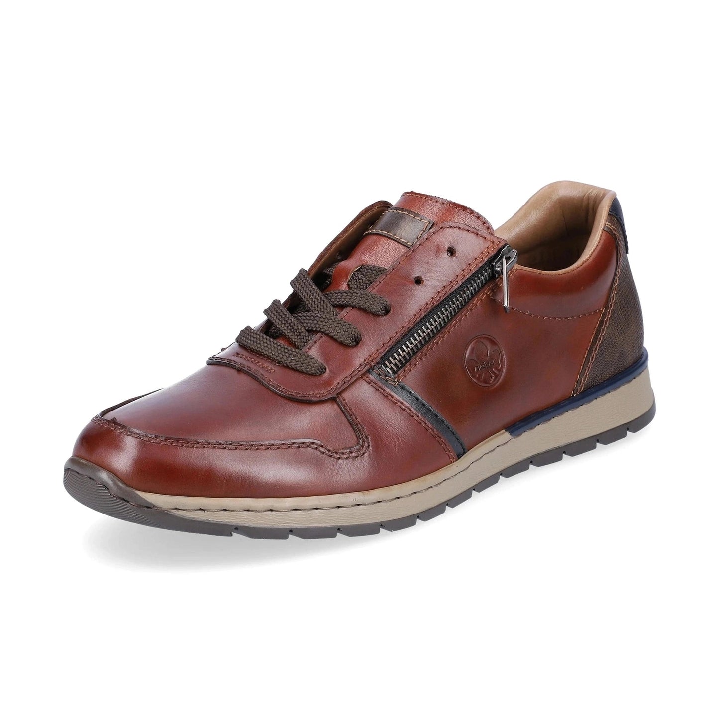 Rieker B2112 BROWN Leather Lace Shoe With Zip B2112-25