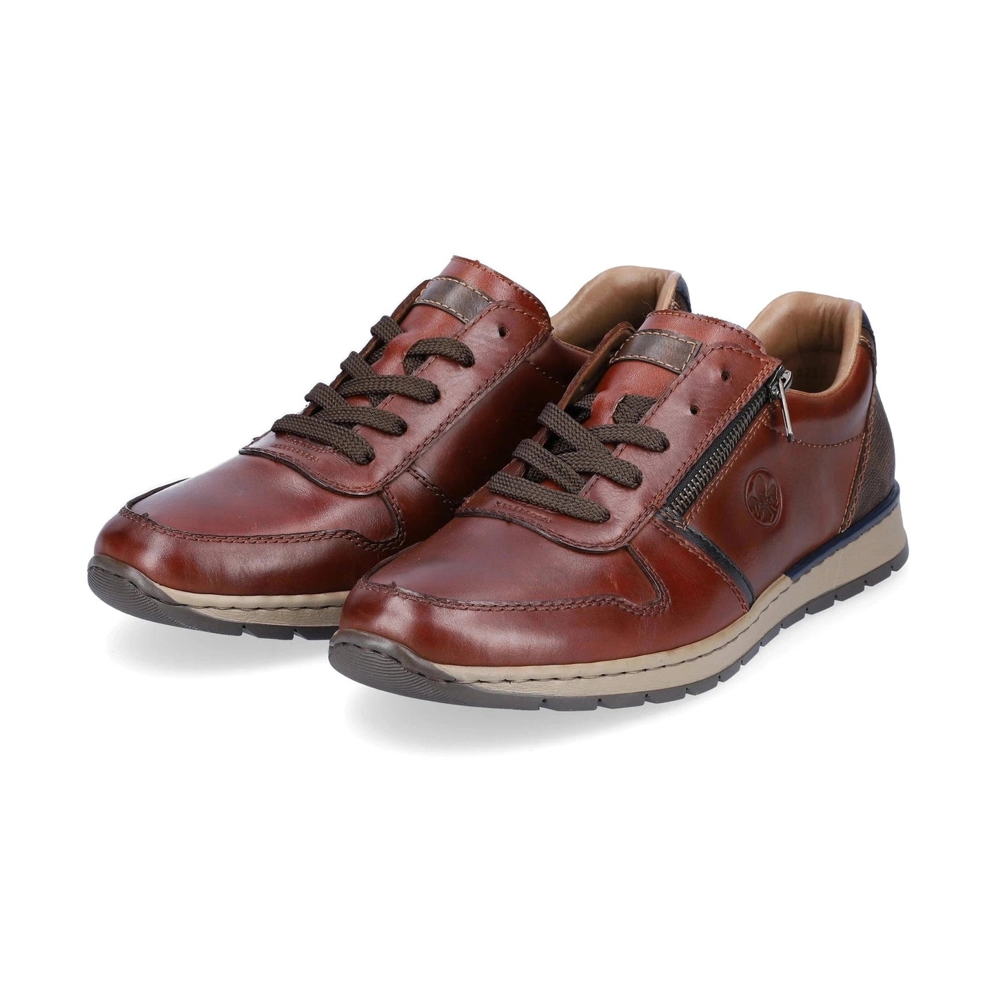 Rieker B2112 BROWN Leather Lace Shoe With Zip B2112-25