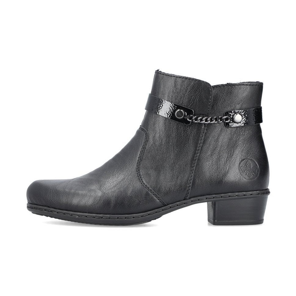 Rieker BLACK Low Heel Zip Boot Y0783-00