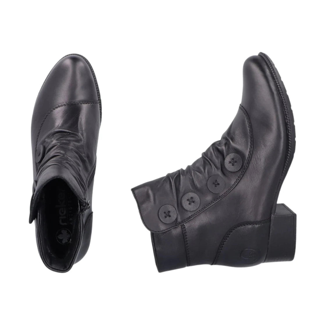 Rieker BLACK Soft Leather Victoriana Ankle Boot 78659-00
