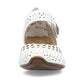 Rieker Bar Shoe 43753-80 WHITE Smart Heeled Leather Bar Shoe With Touch Fastening