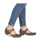 Rieker Bar Shoe 43753-TAN Smart Heeled Leather Bar Shoe With Touch Fastening